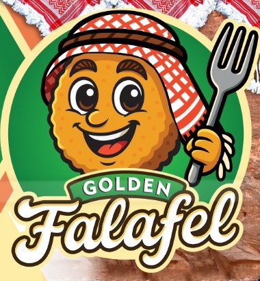 Golden Falafel mascot logo